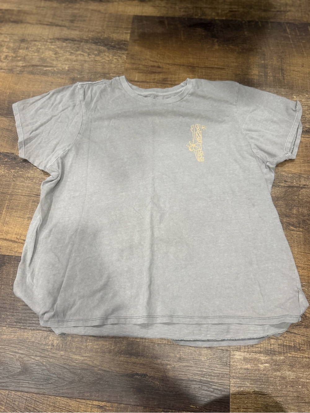 Women’s Gray Graphic Tee with Yellow Accent